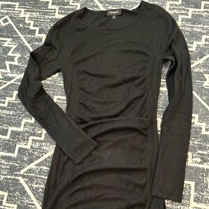 Express Black Ruched Long Sleeve Dress Bodycon size S